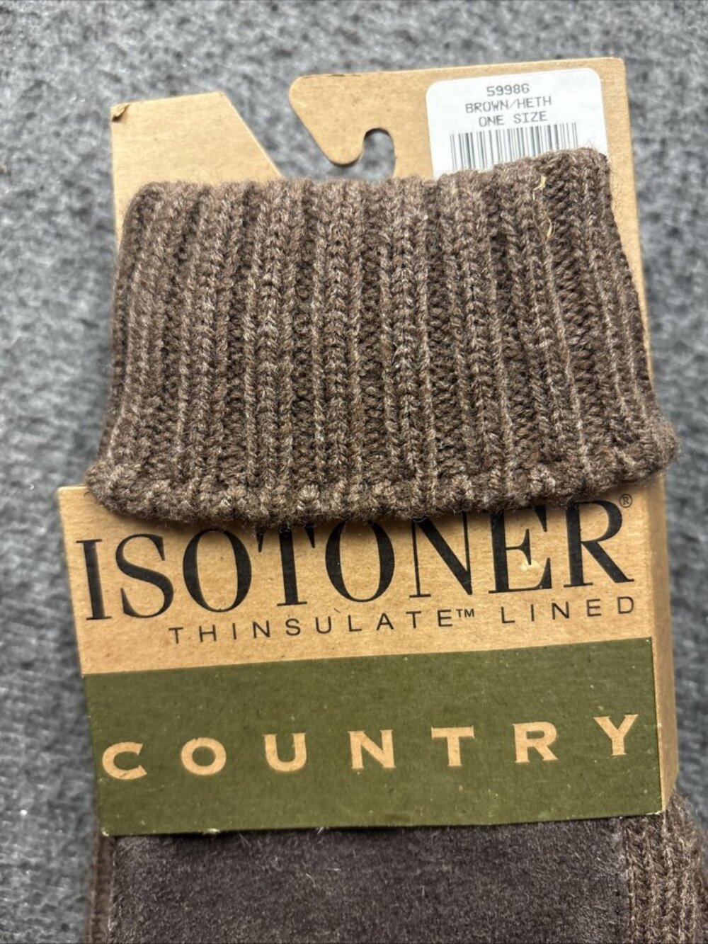 Isotoner Country Thinsulate Lined Brown Herringbone Men’s Gloves One Size NWT - Picture 3 of 7